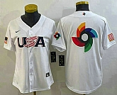 Women's USA Baseball Big Logo 2023 White World Baseball Classic Stitched Jersey,baseball caps,new era cap wholesale,wholesale hats